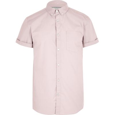 Dusty pink casual Oxford short sleeve shirt